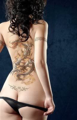 sexy oriental girl dragon body tattoo