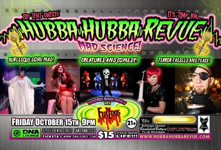 Hubba Hubba Revue flier back, October 15, 2010