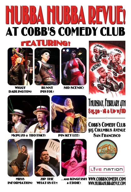 Hubba Hubba Revue at Cobb's Comedy Club postcard