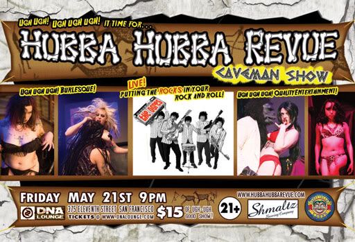 Hubba Hubba Revue: Caveman Show flier back, May 21, 2010