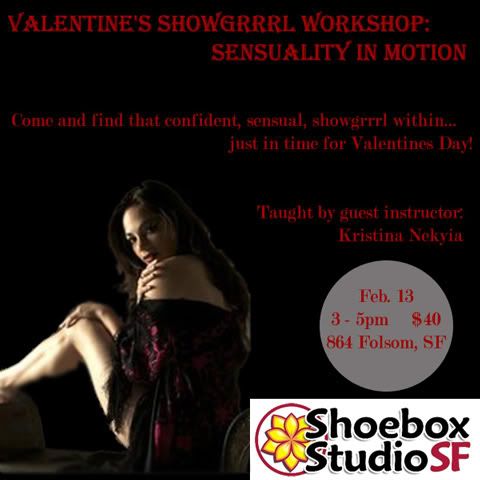 Valentine's Showgrrrl Workshop flier, January 13, 2011