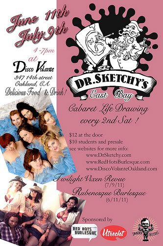 Dr. Sketchy's East Bay June/July 2011 flier