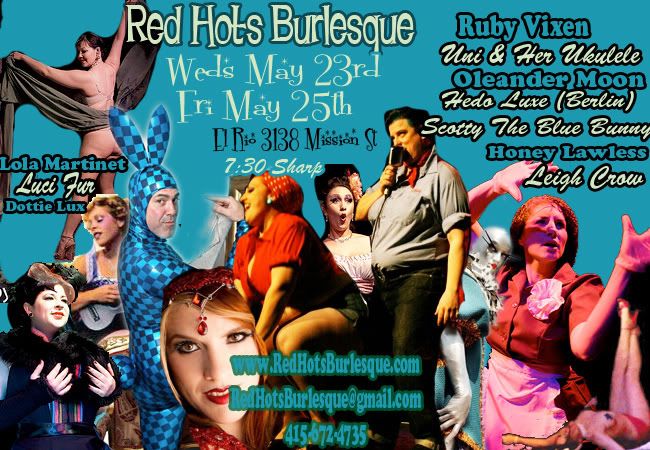 Red Hots flier, May 23 2012, Shows at El Rio in San Francisco, CA.