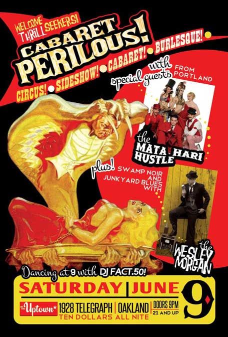 Cabaret Perilous poster, June9, 2012, Show at the Uptown Club in Oakland, CA.