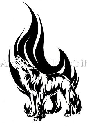 Tattoo Designs Water Flame Wolf Tribal Tattoo