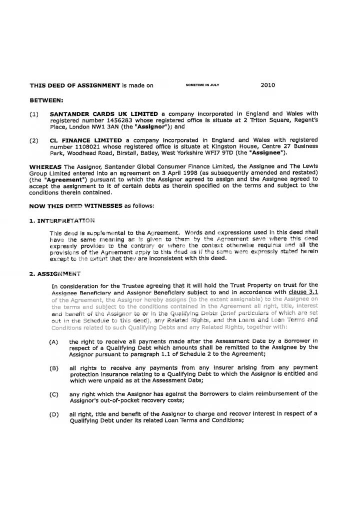 deed of assignment stock