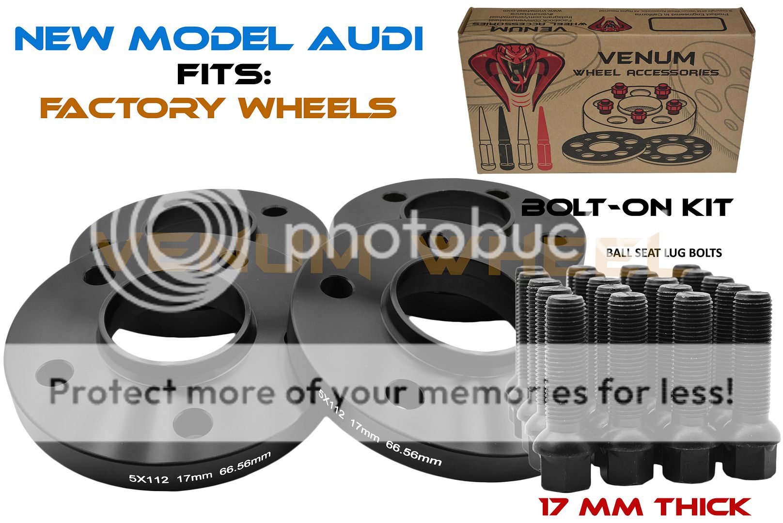 4 Pc 5x112 Black Hub Centric Wheel Spacer Kit For Audi 66