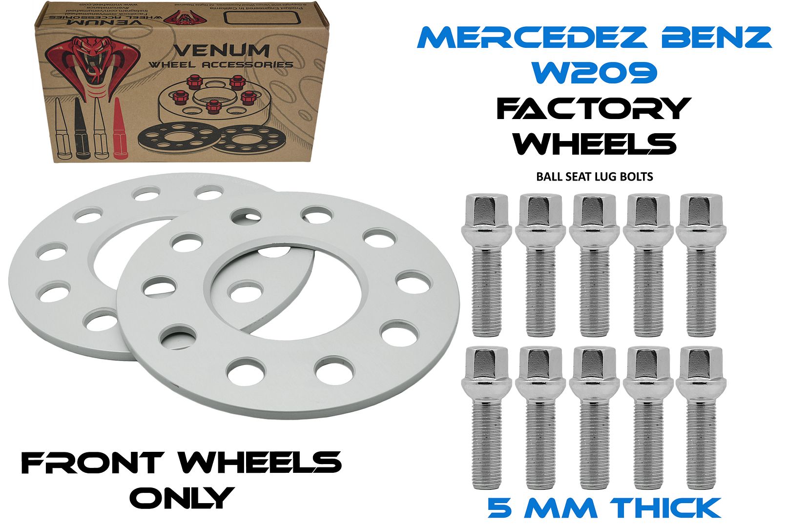 4 Pc 3mm /& 15mm Staggered Mercedes Benz W209 2003-2009 CLK Hub Centric Wheel Spacers wth Chrome Extended Lug Bolts 12x1.5 W209 Factory Wheels